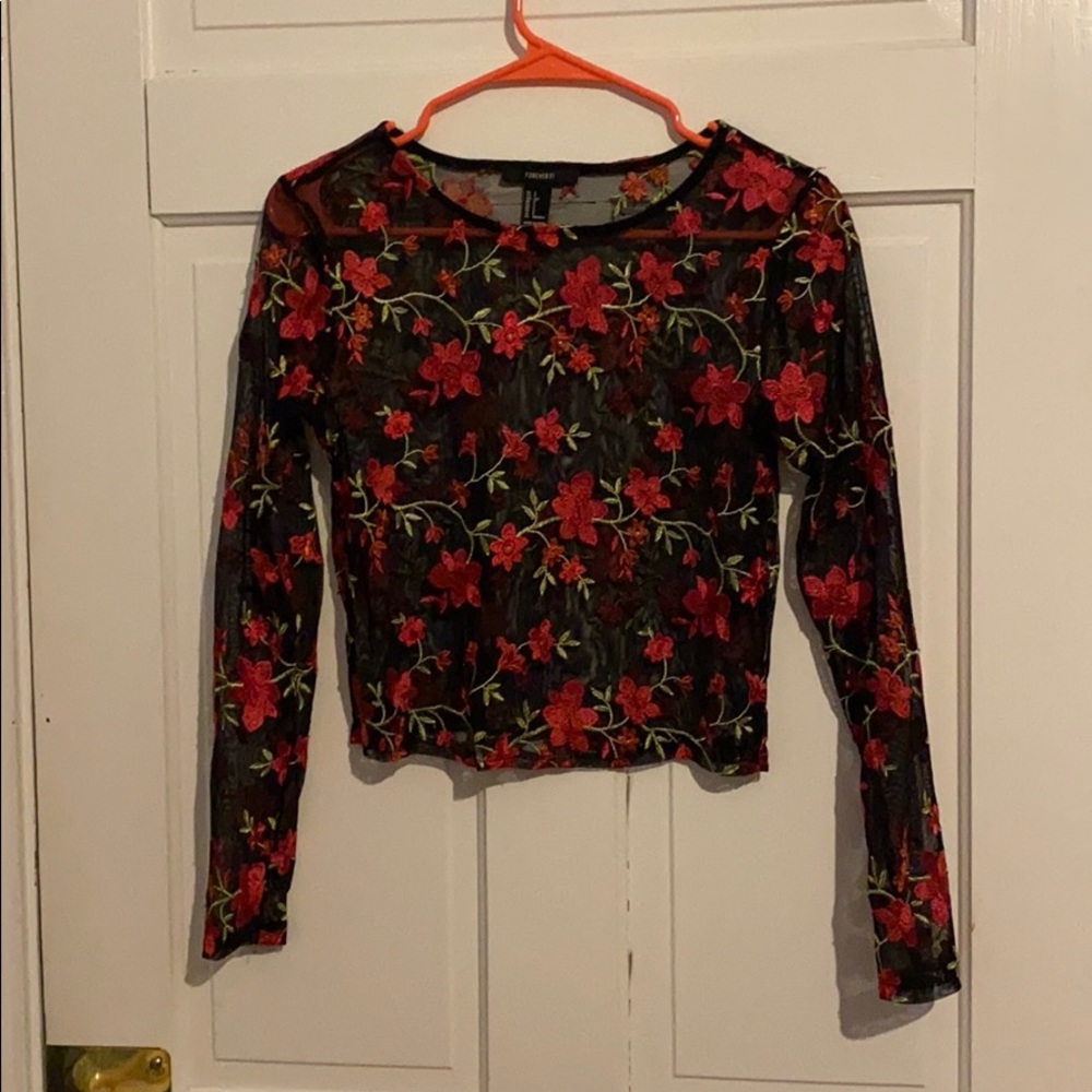 Forever 21 mesh floral top
